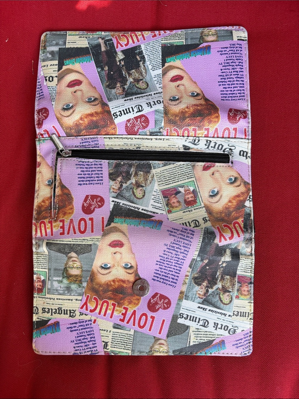 I Love Lucy Collage Wallet in Pink and Black. Fits to s of cards, IDs, etc.